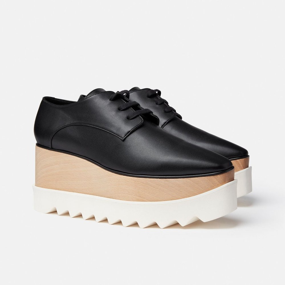 Stella McCartney Elyse Platform Derbys Black Faux Leather 35 LIKE NEW